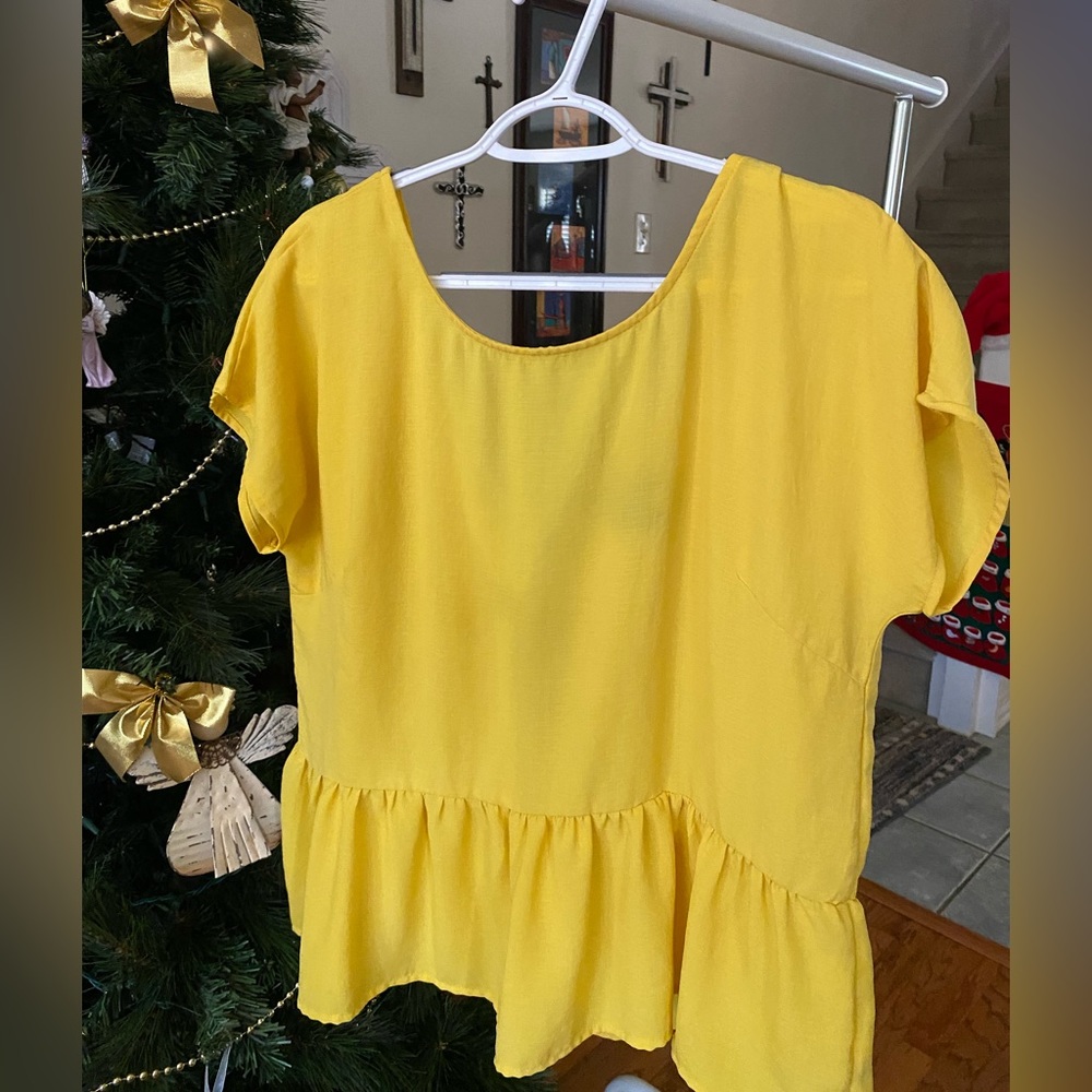 Yellow tie back blouse